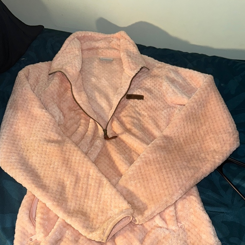 Columbia Pink Teddy Jacket Cozy Plush Texture